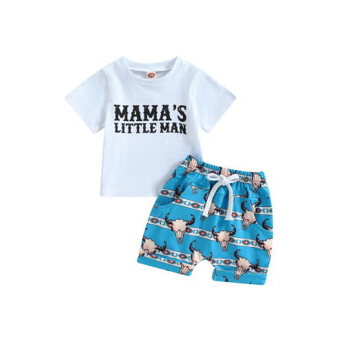Western Baby Boy Clothes Highland Cow Farm Print T-shirt Casual Shorts Toddler Summer Country Cowboy Clothes Outfit