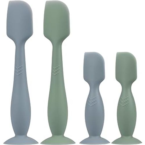 Baby Butt Paste Spatula - 4 Pack Diaper Cream Spatula Applicator Silicone Baby Butt Paste Spatula for Babies, Newborn, 2 x Large Size, 2 x Small Size (Sage/Ether)
