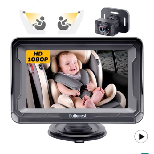 DoHonest Baby Car Camera HD 1080P - Rear-Facing Car Baby Monitor with Night Vision, Adjustable View Angle, Easy Setup, Anti-Glare Display, Safety for Kids & Infants