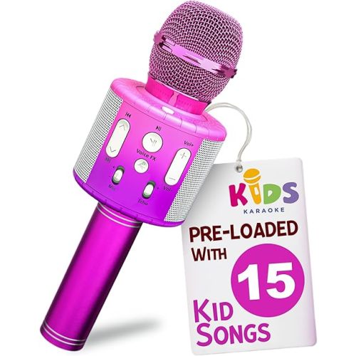 Move2Play, Kids Karaoke Microphone | Includes Pre-Loaded Songs & Bluetooth | Kids Birthday Party Gift | Toy for All Ages 2, 3, 4, 5, 6+ Year Old Girls, Boys & Toddlers