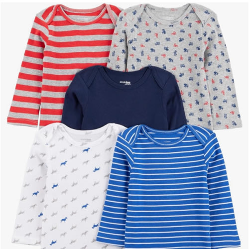 Simple Joys by Carter's Baby-Boys Long-Sleeve Bodysuit Pack of 5Bodysuit