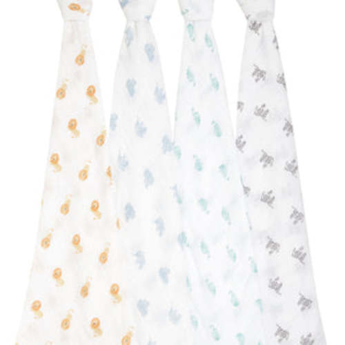4pk ORGANIC muslin 4pk swaddles - animal kingdom - aden + anais