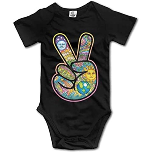 V Peace Sign Victory Hand Unisex Baby Bodysuit Clothes Baby Clothes 6M Black