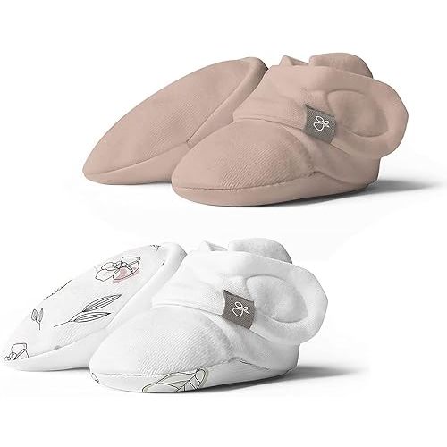 goumikids Stay On 2 Pack Boots Abstract Floral + Rose, 0-3 Months