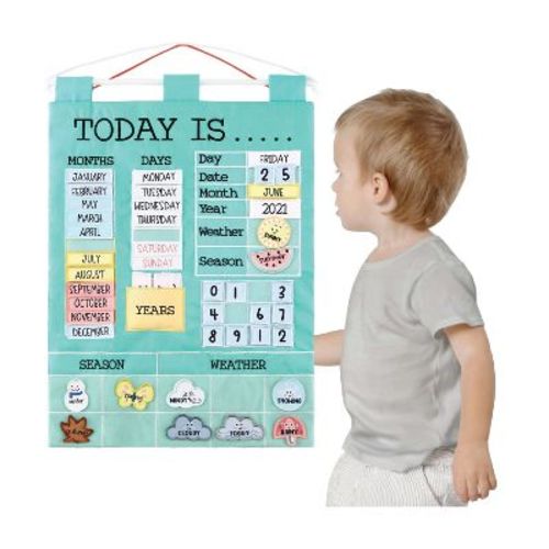 The Peanutshell Preschool Educational Wall Calendar - 53 Fabric Pieces For Months, Days, Years, Weather, & Seasons