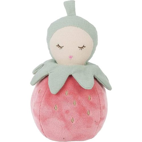 MON AMI Pinky Berry Soft Baby Rattle Toy – 7” Plush Stuffed Animal with Sound, Baby Rattle for Infants