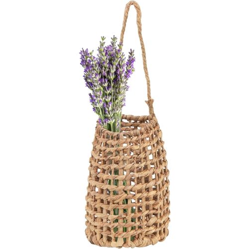 Hiceeden Woven Rectangular Wall Hanging Basket, Green, Water Hyacinth, Boho Decoration, Storage for Home, Garden, Kitchen
