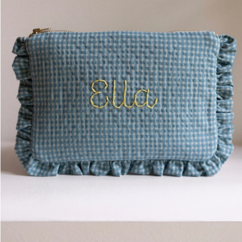 Zipped pouch - Vichy Blue Froufrou – Noa de Cajou