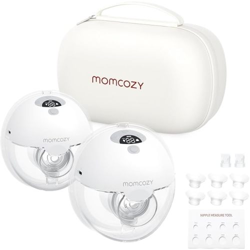 Momcozy M5 Hands Free Breast Pump, Double Wearable Breast Pump of Baby Mouth Double-Sealed Flange with 3 Modes & 9 Levels, Electric Pump Portable - 24mm,2 Pack Gray