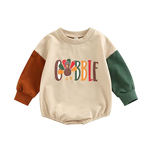 Kuriozud Newborn Baby Boy Girl Bubble Romper Funny Letter Long Sleeve Oversized Sweater Tops Fall Winter Clothes