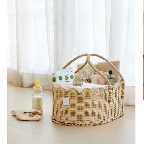 Baby Diaper Caddy Organizer "POPPY" Handmade & Natural by BEBE BASK® – BEBE BASK