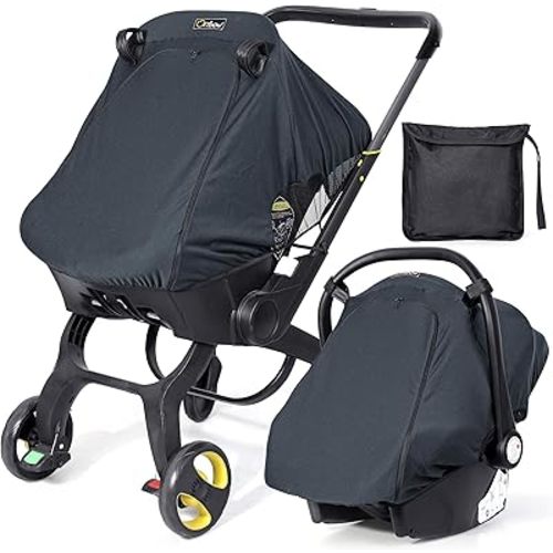 Orzbow Universal Car Seat Sun Shade, Infant Car Seat Sun and Sleep Shade Cover with Storage Bag, See Through Mesh Shade Cover, Breathable and Blocks UP to 99% of The Sun's Rays(UPF 50+), Dark Gray