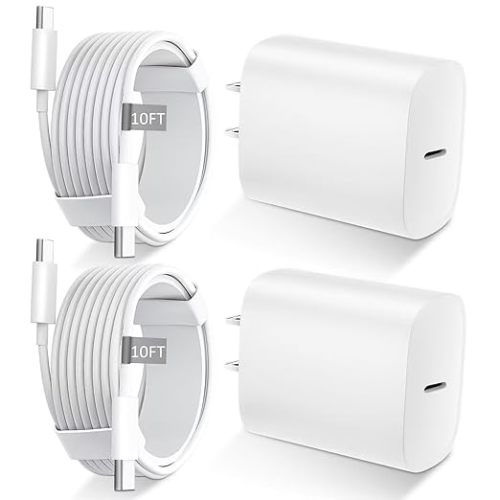 iPhone 17 16 15 Charger Fast Charging USB C Charger Type C Chargers with 10 Ft Long USB C to USB C Cable Fast Charging Cord for iPhone 17/Pro/Pro Max/17 Air/16/16 Pro/16 ProMax/15/Pro/ProMax,White