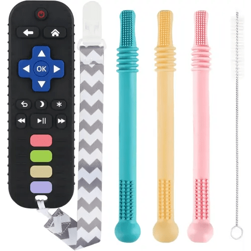 Teething Toys for Babies 0-6 6-12 12-18 Months Bpa Free Teething Sticks and Remote Teether for Babies Baby Sensory Chew Toys for Infants Babies 0-18 Months