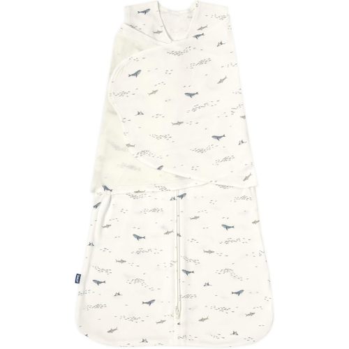 HALO 100% Cotton Sleepsack Swaddle, 3-Way Adjustable Wearable Blanket, TOG 1.5, Ocean Life, Newborn, 0-3 Months