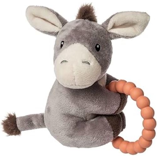 Mary Meyer Soft Baby Rattle with Soothing Teether Ring, 6-Inches, Dusty Donkey
