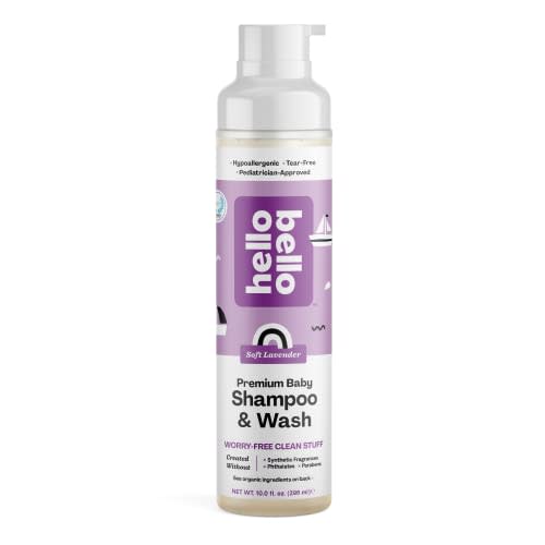 Hello Bello Shampoo & Body Wash - Gentle Hypoallergenic Tear-Free Formula for Babies and Kids - Vegan and Cruelty-Free - Soft Lavender Scented - 10 FL Oz - 10 Fl Oz (Pack of 1)
