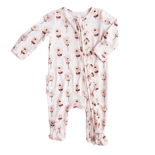 Vera's Vintage Floral Ruffle Zipper Footie