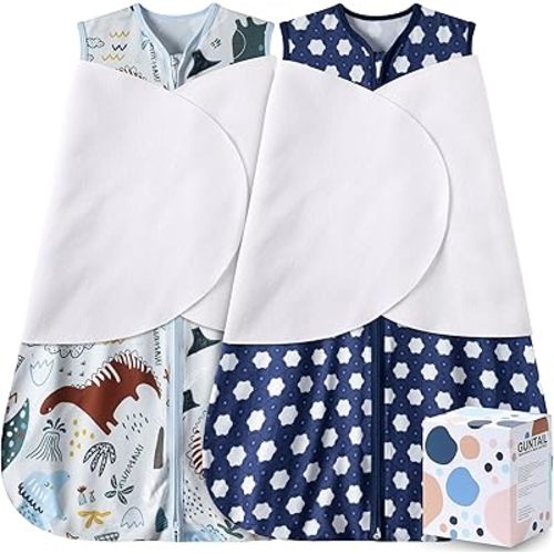 Newborn Sleep Sack Baby Swaddle,3-Way Adjustable Wearable Blanket,100% Rayon Cotton Swaddling sleeping bag. (Dinosaur&Hexagon, 0-3 Months)