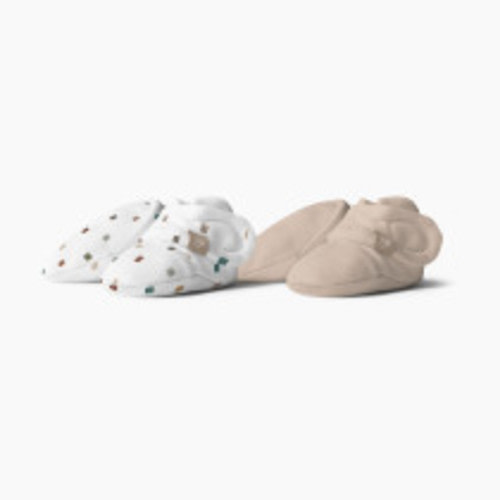 Goumi Kids Stay on Baby Booties (2 pack) - City Blocks +Sandstone, 3-6 Months