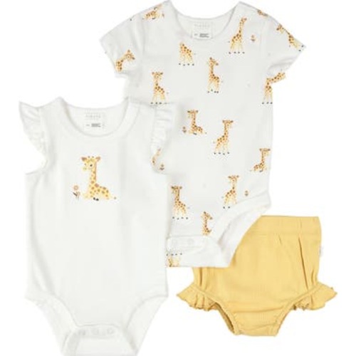 Giraffes 3-Piece Bodysuits & Ruffle Rib Bloomers Set, 3M