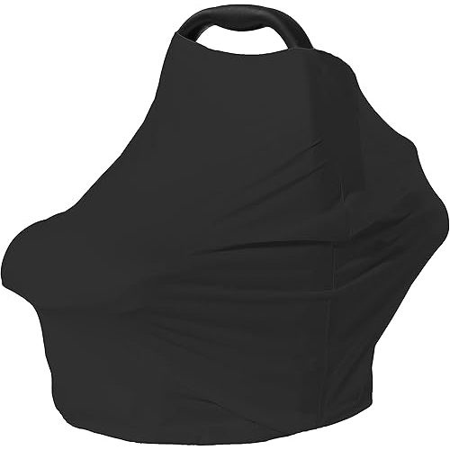 Carseat Covers for Baby Breastfeeding – Multi use Car Seat Canopy Cover, Infant Stroller Canopy Cover for Boy and Girls (Black Print)