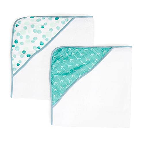 Spasilk Baby 2 Pack Soft Terry Towel with Muslin Printed Hood