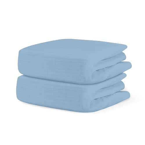 Newton Baby Organic Fitted Crib Sheets (2-Pack) - Ultra Breathable and Soft, 100% Organic Muslin Cotton, SkyBlue, Fits All Standard Cribs