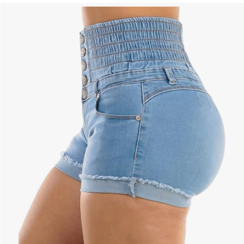 Moda Xpress Butt Lifting Denim Shorts for Women - Mid - High Waisted Shorts - Levanta Cola