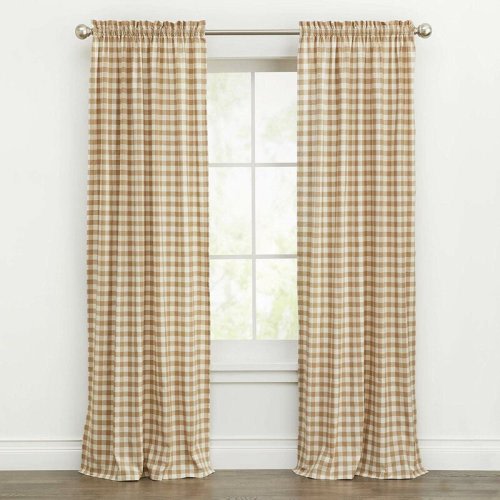 August Grove® Ramillies Country Chic Gingham Plaid Semi-Sheer Rod Pocket Curtain Panels & Reviews | Wayfair