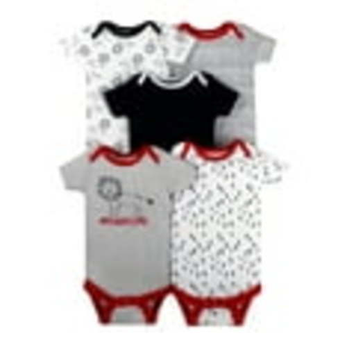 Little Star Organic Baby Boy 5Pk Short Sleeve Bodysuits, Size Newborn-24M