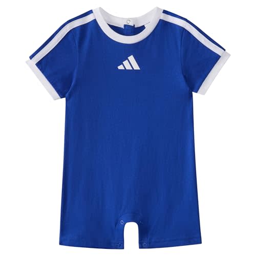 adidas Baby Boys Short Sleeve 3-stripe Shortie Romper