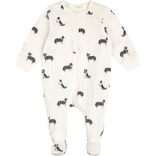 Australian Shepherd Print Cotton Footed One-Piece Pajamas, 3M