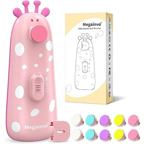 Baby Nail Trimmer Electric Baby Nail File Safe Baby Nail Clippers with Light 10 Grinding Heads Queit Baby Nail Polish Grooming Kit for Newborn Infant Toddler Toes Fingernails Care, Pink