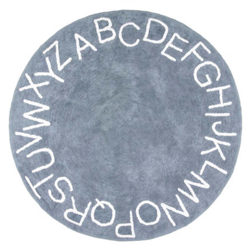 Alphabet Nursery Washable Rug | Blue Grey