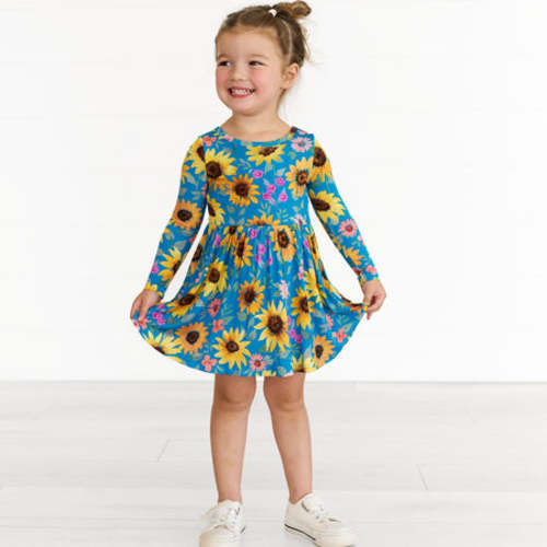 Sunflower Fields Twirl Dress with Bodysuit