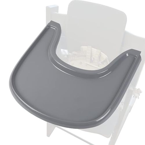 Baby High Chair Tray Compatible with Stokke Tripp Trapp V2+, Replacement Tray for Stokke High Chair, Smooth Surface & Strong Suction, BPA-Free & Dishwasher Safe, Toddlers 6–36 Months - Grey