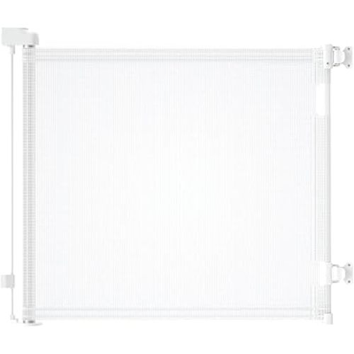 Retractable Baby Gate,Mesh Baby Gate or Mesh Dog Gate,33" Tall,Extends up to 55" Wide,Child Safety Gate for Doorways, Stairs, Hallways, Indoor/Outdoor(White,33"x55")