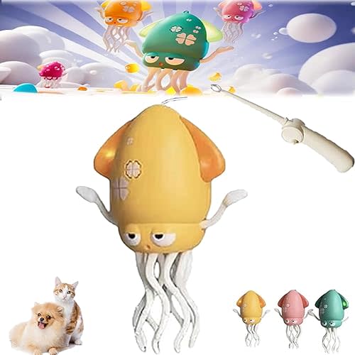 Smart Tentacle Explorer, 2025 Dancing Octopus Toy, Smart-Tentacle Self-Navigating Robotic Pet Toys for Indoor Cat Dog (Yellow+Fishhook)