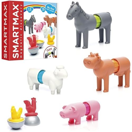 SmartMax My First Farm Animals STEM Magnetic Discovery Building Set with Soft Animals for Ages 1-5