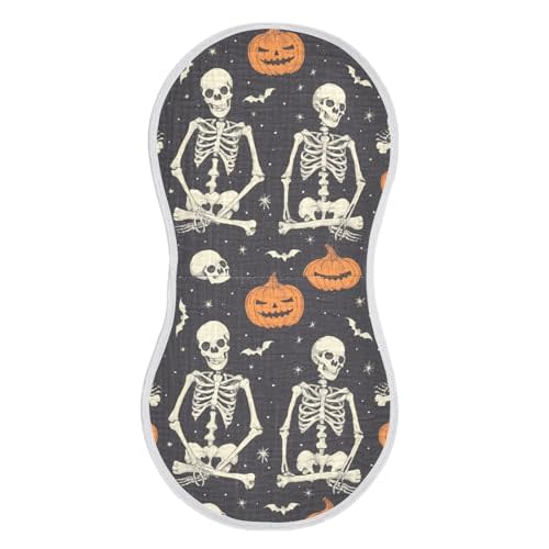 GOODOLD Halloween Skeleton Muslin Baby Burp Cloths - Super Absorbent and Soft Burping Rags - Cotton Burp Clothes Set for Boys and Girls, 1 Pack