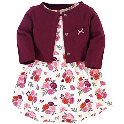 Hudson Baby Baby Girls' Cotton Dress and Cardigan Set