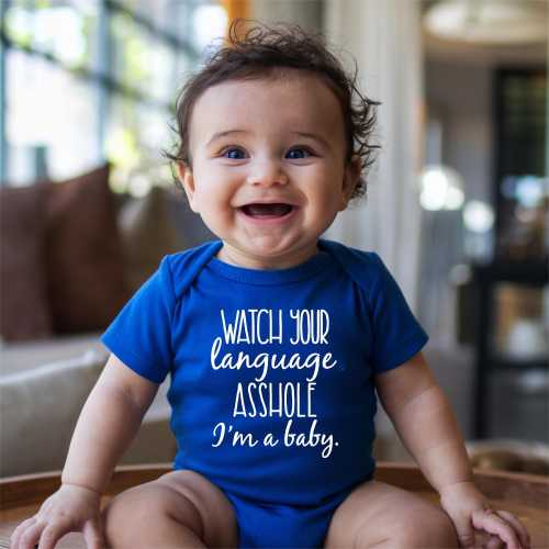 Funny Baby Onesie®, Baby Shower Gift, Baby Announcement, Watch Your Language A**hole Bodysuit, Funny Baby Clothes, Funny Baby, Baby Gift