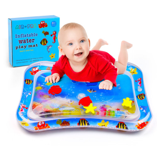 LotFancy Tummy Time Water Mat with Gift Box for Infants Toddlers Baby 3 Months+, 26x20 in