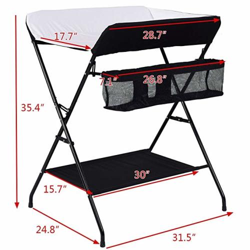 Costzon Baby Changing Table, Folding Diaper Station Nursery Organizer for Infant (Black)