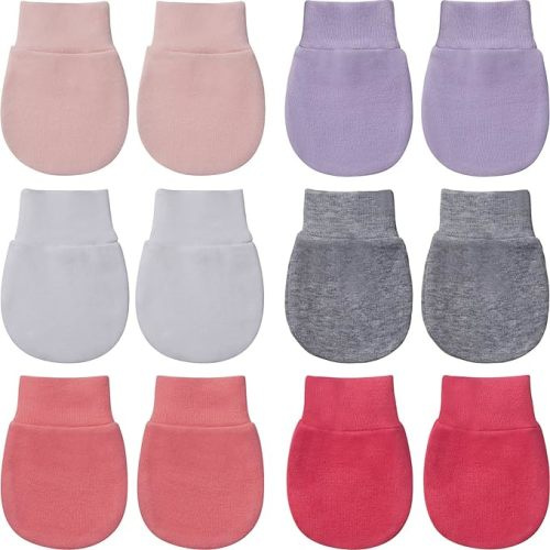 Geyoga 6 Pairs Newborn Baby Mittens No Scratch Gloves Infant Toddler Anti Scratch Essentials Unisex for 3-9 Months Girls Boys