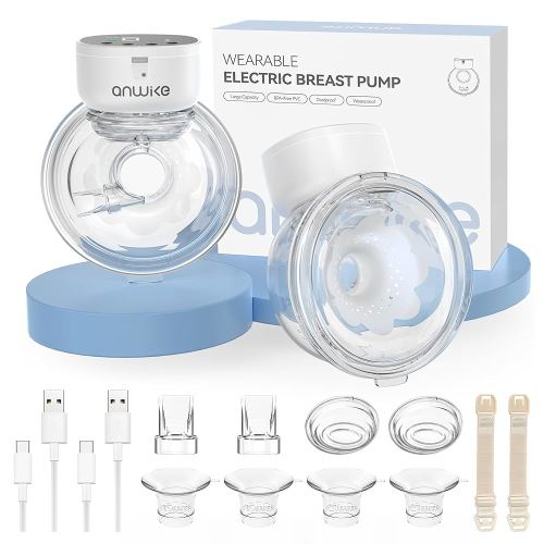 Hands Free Breast Pump Ultra-Light 230g, Wearable Breastfeeding Pump Portable for Travel and Work, Low Noise, Ergonomic 135° Flange, 9 Levels 4 Modes with 19/21mm Flange Inserts (Black 2 Pack)