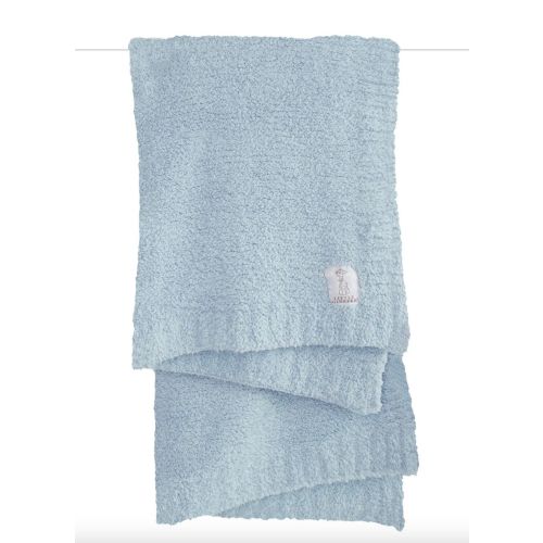Blue Plush Chenille Knit Blanket