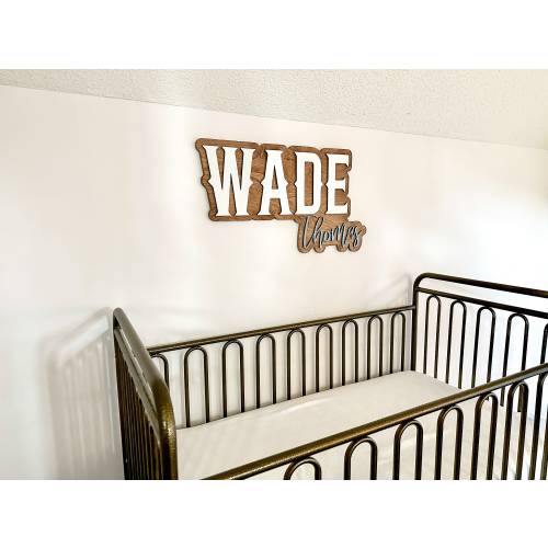 Custom 3D Name Sign, Name Sign for Boy, Nursery Wall Art, Wooden Name Sign, Outline Name Sign, Western Nursery Decor, Cowboy Nursery Theme