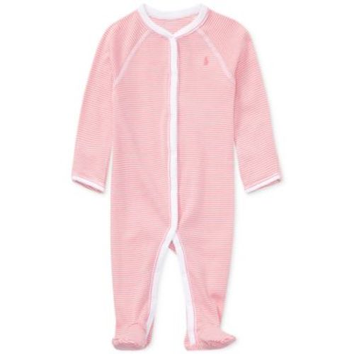 Baby Girls Striped Cotton Coverall- 6 months